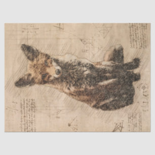 Fox Wildlife Retro Drawing Tissue Paper