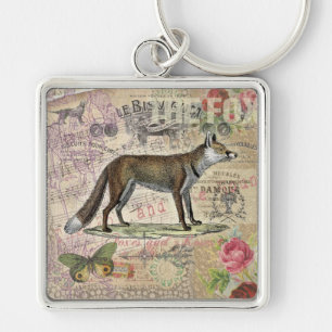Fox Wildlife Vintage Animal Illustration  Key Ring