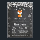 Fox Winter Baby Shower Chalkboard Invitation<br><div class="desc">Fox Winter Baby Shower Invitation. White Snowflake. Boy or Girl Baby Shower Invitation. Winter Holiday Baby Shower Invite. Chalkboard Background. Black and White. For further customisation,  please click the "Customise it" button and use our design tool to modify this template.</div>