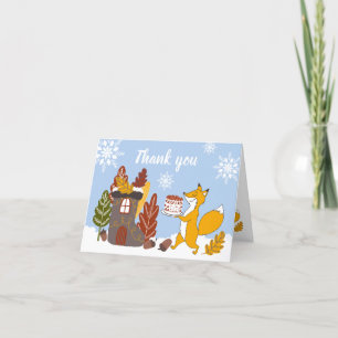 Fox Winter Baby Shower Thank you card