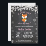 Fox Winter Girl Baby Shower Chalkboard Invitaiton Invitation<br><div class="desc">Fox Winter Girl Baby Shower Invitation. White Snowflake. Girl Baby Shower Invitation. Winter Holiday Baby Shower Invite. Chalkboard Background. Black and White. For further customisation,  please click the "Customise it" button and use our design tool to modify this template.</div>