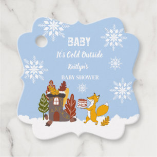 Fox Winter Snowflakes Baby Shower Gift Favour Tags