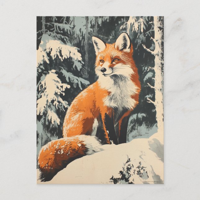 Fox Winter vintage  Postcard (Front)