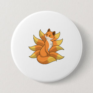 Fox with 9 Fox tails 7.5 Cm Round Badge