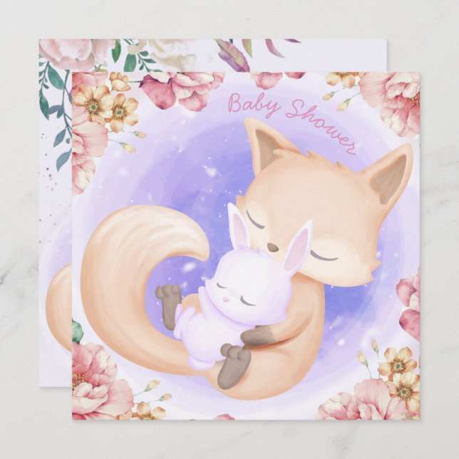 Fox With A Bunny Baby Shower Invitation (Front/Back)
