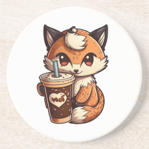 Fox with a cup coaster