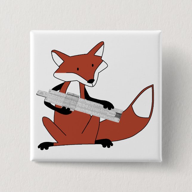 Fox with a Slide Rule 15 Cm Square Badge (Front)