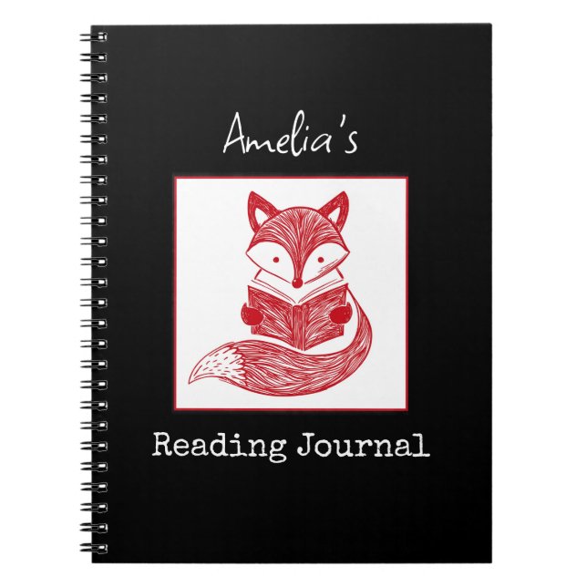 Fox with Book Personalised Reading Notebook (Front)