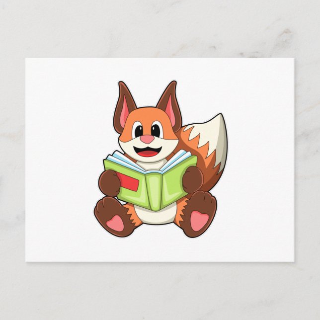 Fox with Book Postcard (Front)