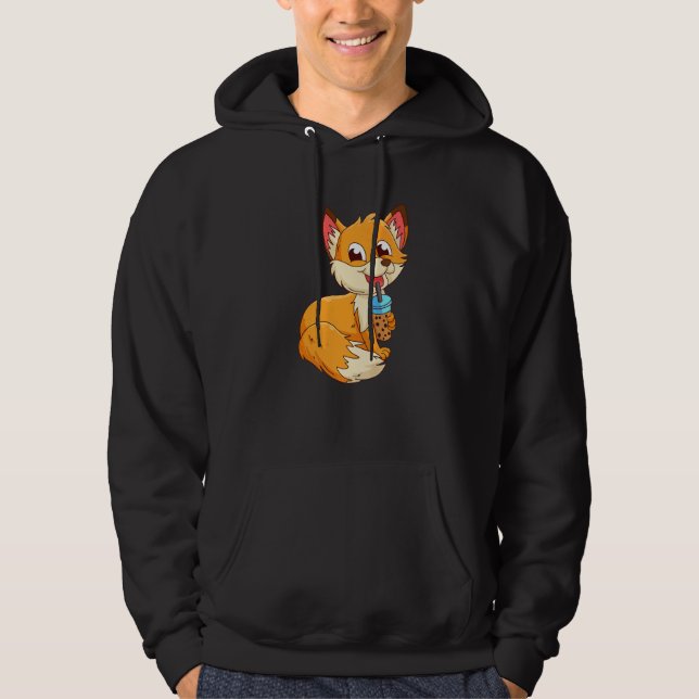 Fox with bubbel tea bubbeltea fox children  1 hoodie (Front)