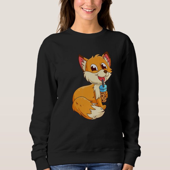 Fox with bubbel tea bubbeltea fox children  1 sweatshirt (Front)