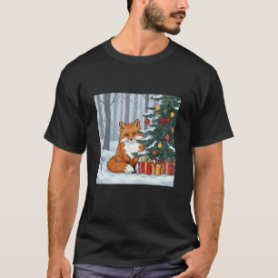 Fox with Christmas Tree and Presents Swea T-Shirt