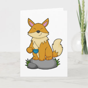 Fox with Coffee cup Card
