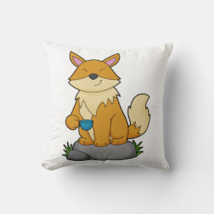 Fox with Coffee cup Cushion
