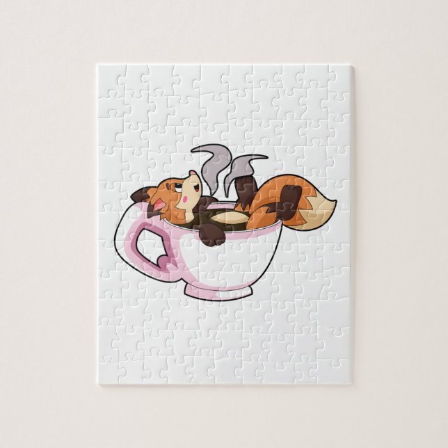Fox with Coffee Cup Jigsaw Puzzle (Vertical)