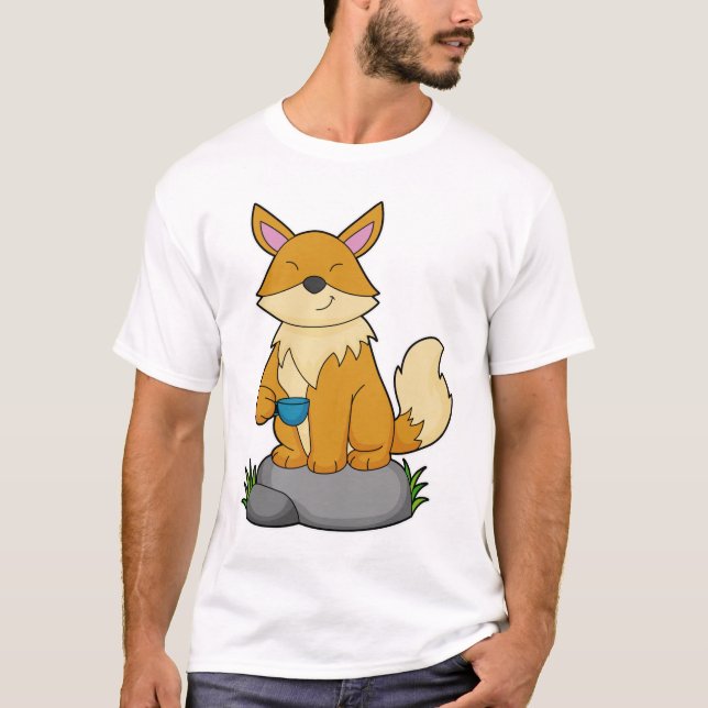 Fox with Coffee cup T-Shirt (Front)