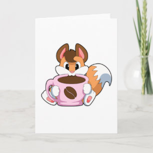 Fox with Cup of Coffee Card