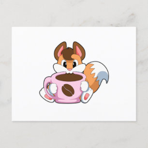 Fox with Cup of Coffee Postcard