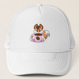 Fox with Cup of Coffee Trucker Hat