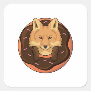 Fox with Doughnut Square Sticker