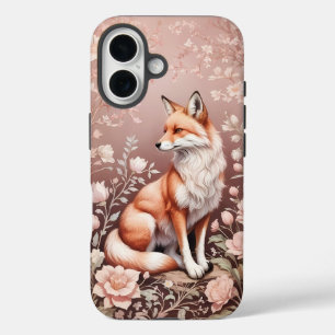 Fox With Dreamy Pink Floral iPhone 16 Case