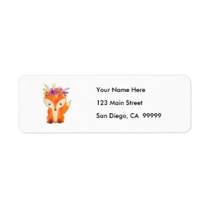Fox with Flower Crown Return Address Label