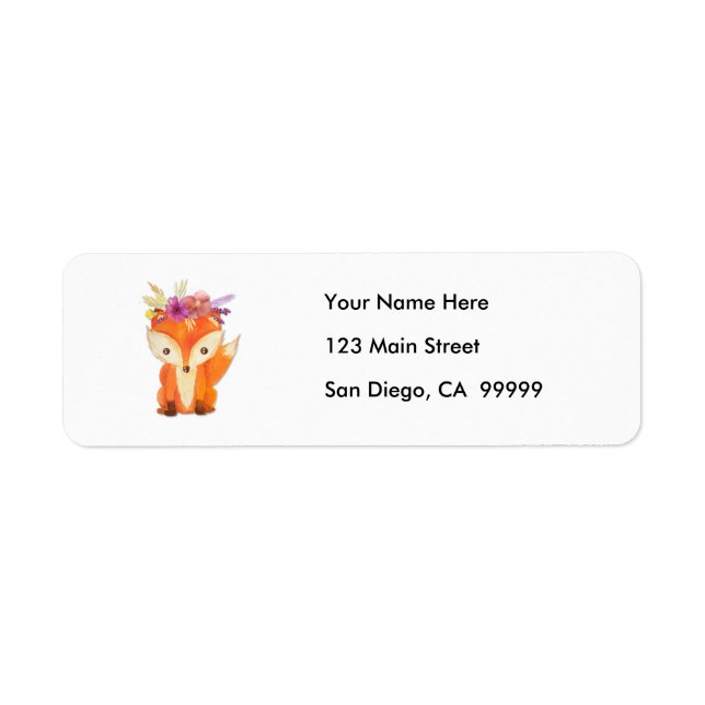 Fox with Flower Crown Return Address Label (Front)