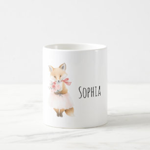 Fox with Flowers Pink Dress Coffee Mug