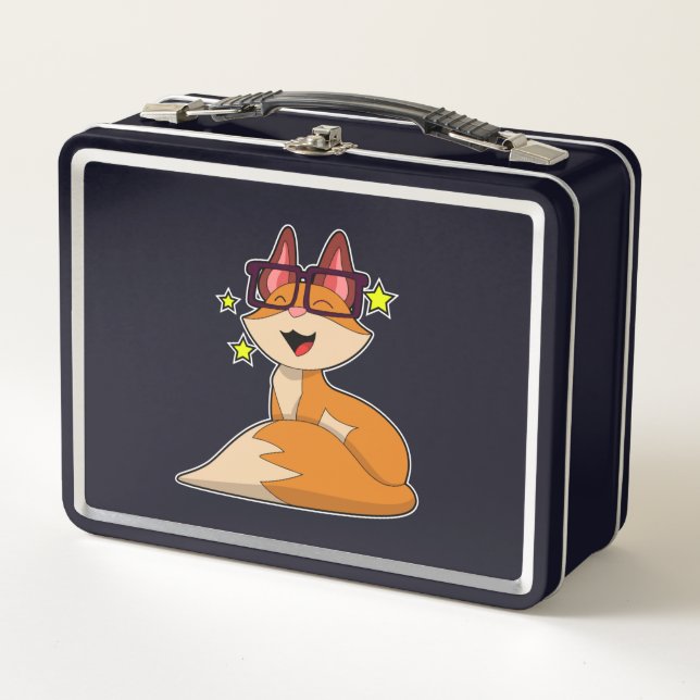 Fox with Glasses Metal Lunch Box (Front)