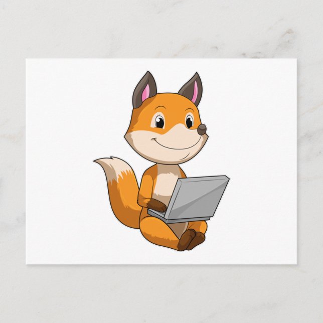 Fox with Laptop Postcard (Front)