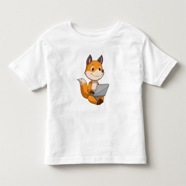 Fox with Laptop Toddler T-Shirt (Front)