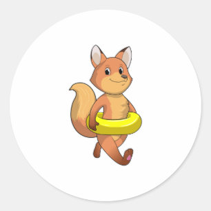 Fox with Lifebuoy Classic Round Sticker