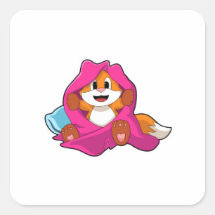 Fox with Pillow and Blanket Square Sticker
