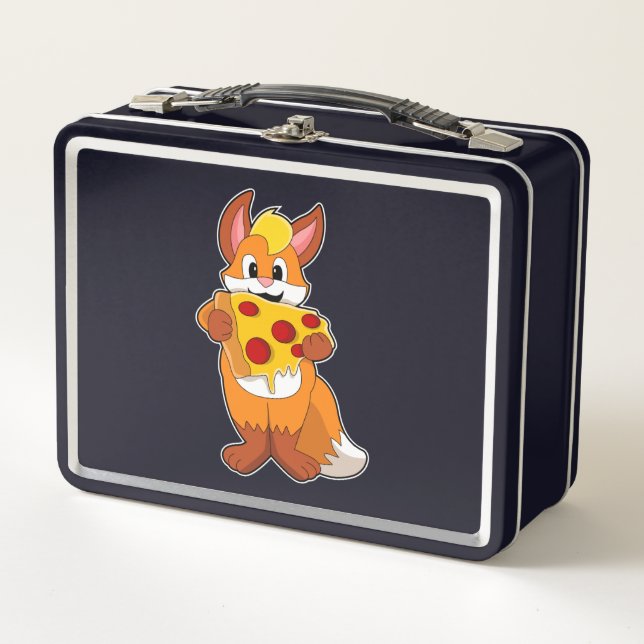 Fox with Pizza Metal Lunch Box (Front)