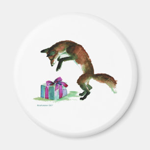 fox with present magnet