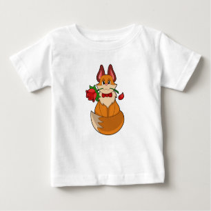 Fox with Rose Flower Baby T-Shirt