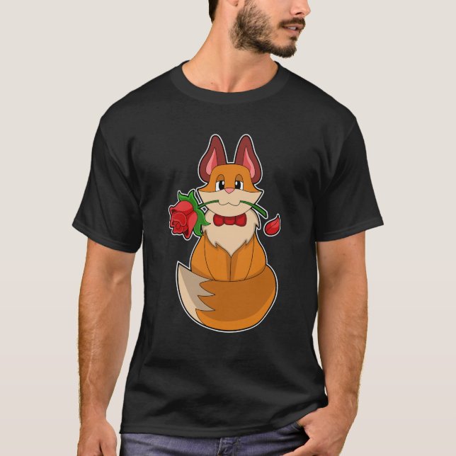 Fox with Rose Flower T-Shirt (Front)