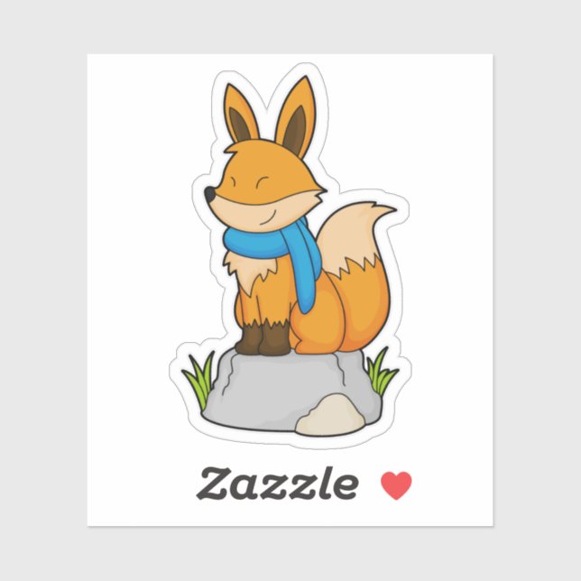 Fox with Scarf on Rock (Sheet)