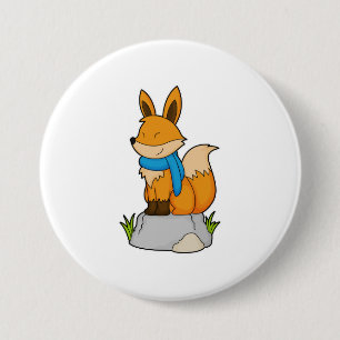 Fox with Scarf on Rock 7.5 Cm Round Badge