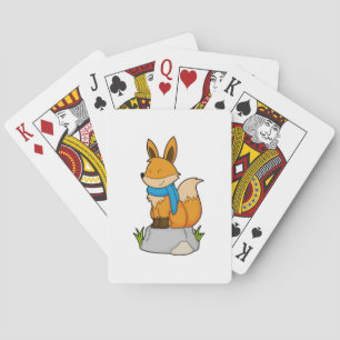 Fox with Scarf on Rock Playing Cards