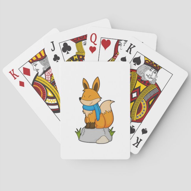 Fox with Scarf on Rock Playing Cards (Back)