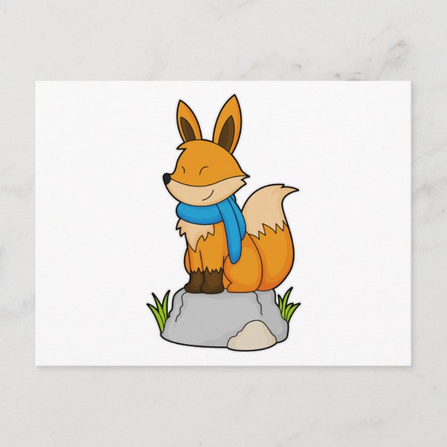 Fox with Scarf on Rock Postcard (Front)