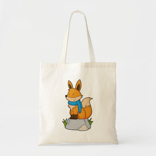Fox with Scarf on Rock Tote Bag (Front)