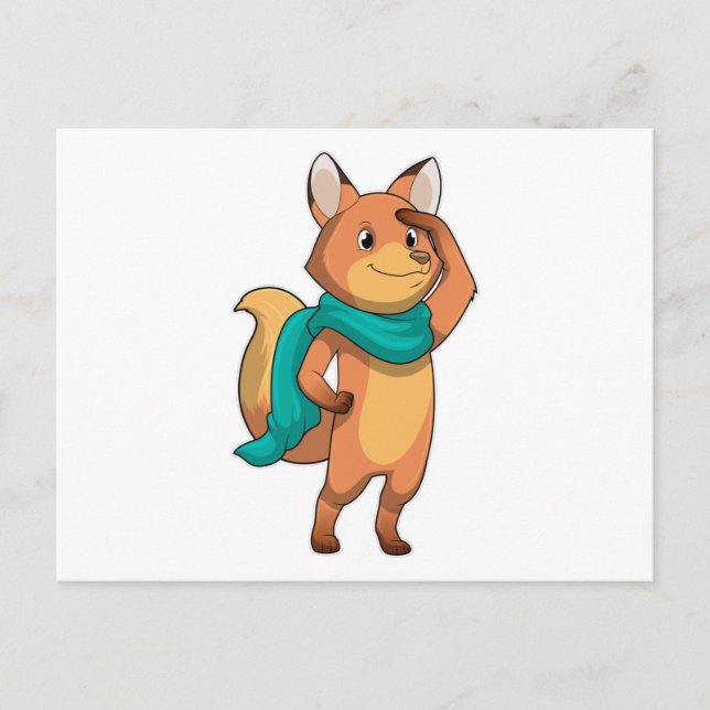 Fox with Scarf Postcard (Front)