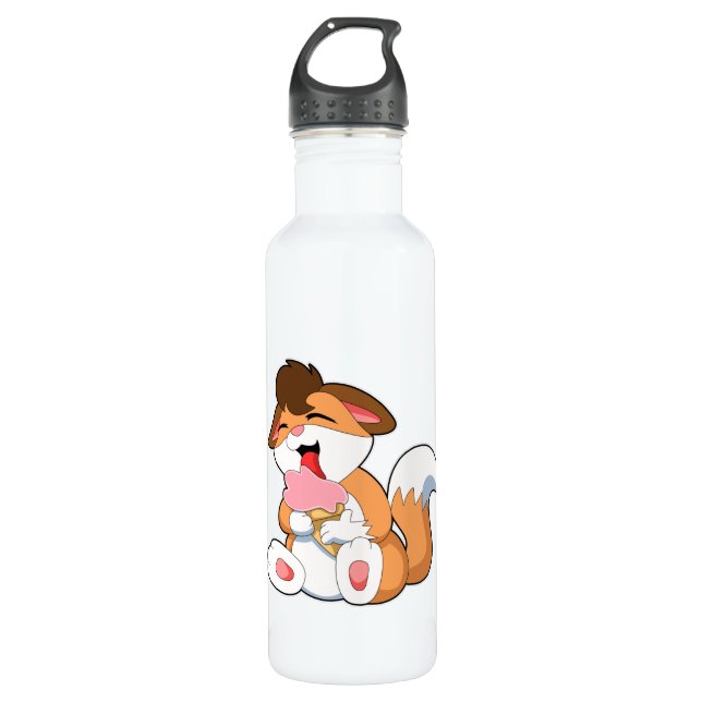Fox with Strawberry Ice cream 710 Ml Water Bottle (Front)