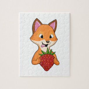 Fox with Strawberry Jigsaw Puzzle