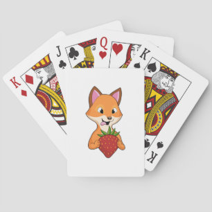 Fox with Strawberry Playing Cards