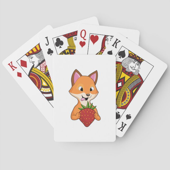 Fox with Strawberry Playing Cards (Back)