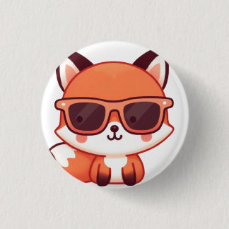 fox with sunglasses 3 cm round badge