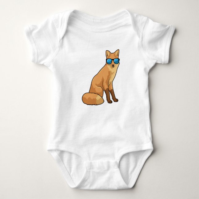 Fox with Sunglasses Baby Bodysuit (Front)